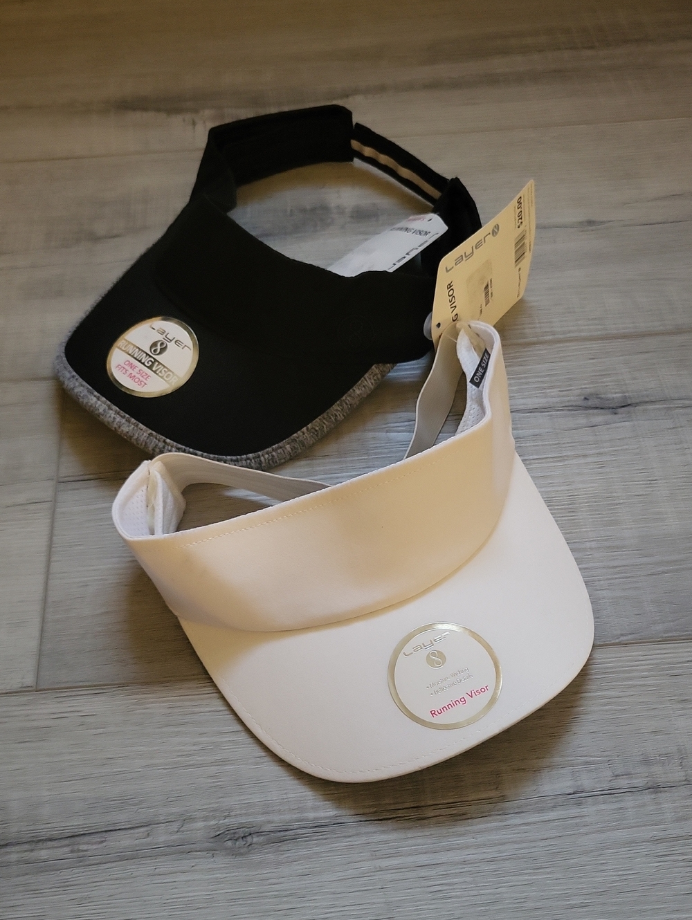 White and Black Running Visors (2 Pack)